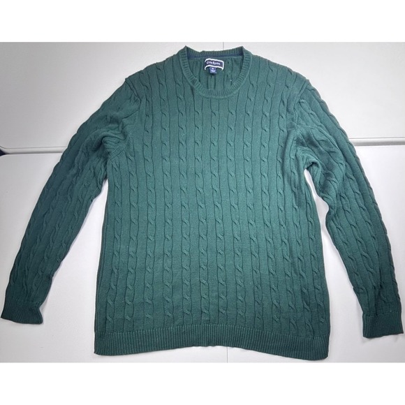 Club Room Mens XL Green Cable Knit Crew Neck Long Sleeve Sweater - Picture 1 of 5